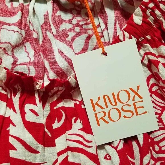 NWT Knox Rose Red White Off the Shoulder Tropical Print Top Size XS - Picture 11 of 11